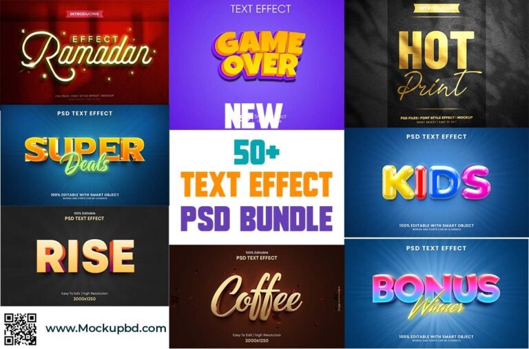 3D text effect PSD Free Download