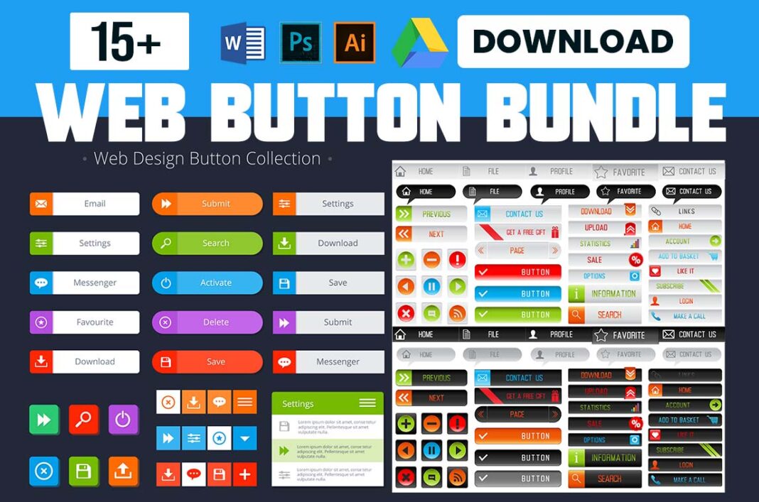Website Button Design Photoshop PSD Template Free Download