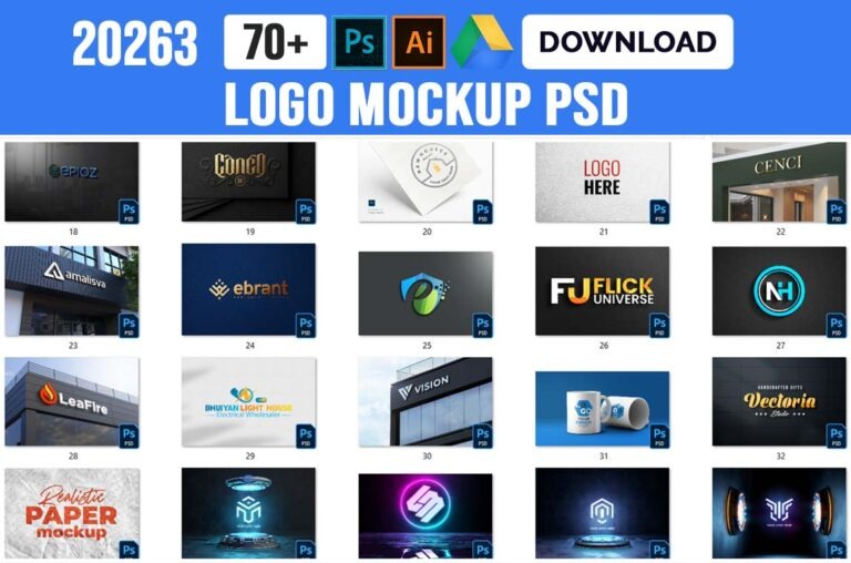 70+ Unique Logo Mockups Photoshop PSD Template Free Download