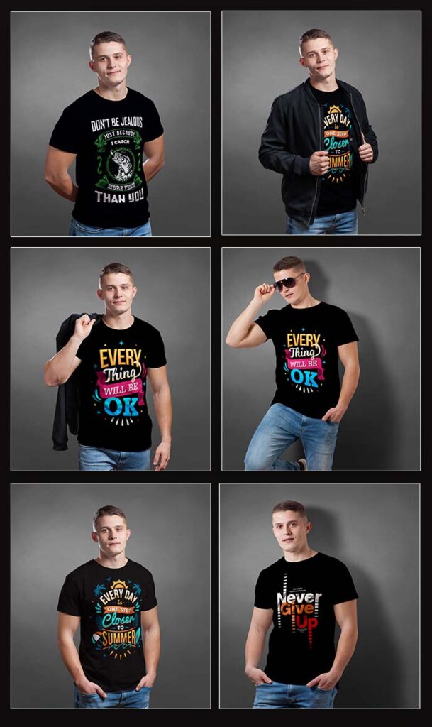 6 Men’s T-Shirt Mockup Free Download,
