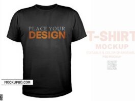 Black T-shirt mockup Free PSD