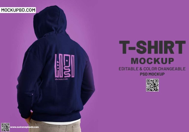 Young man Black hoodie mockup Free Download