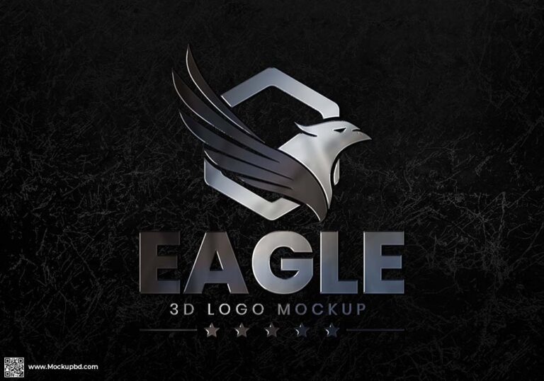 Black Background Metal Logo mockup Free Download