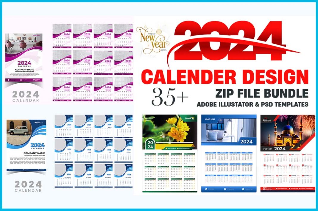 35+ New Calendar Design 2024 Mega Bundles Free Download
