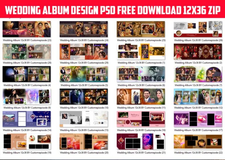 Wedding Album Design PSD Free Download: 12×36 Zip
