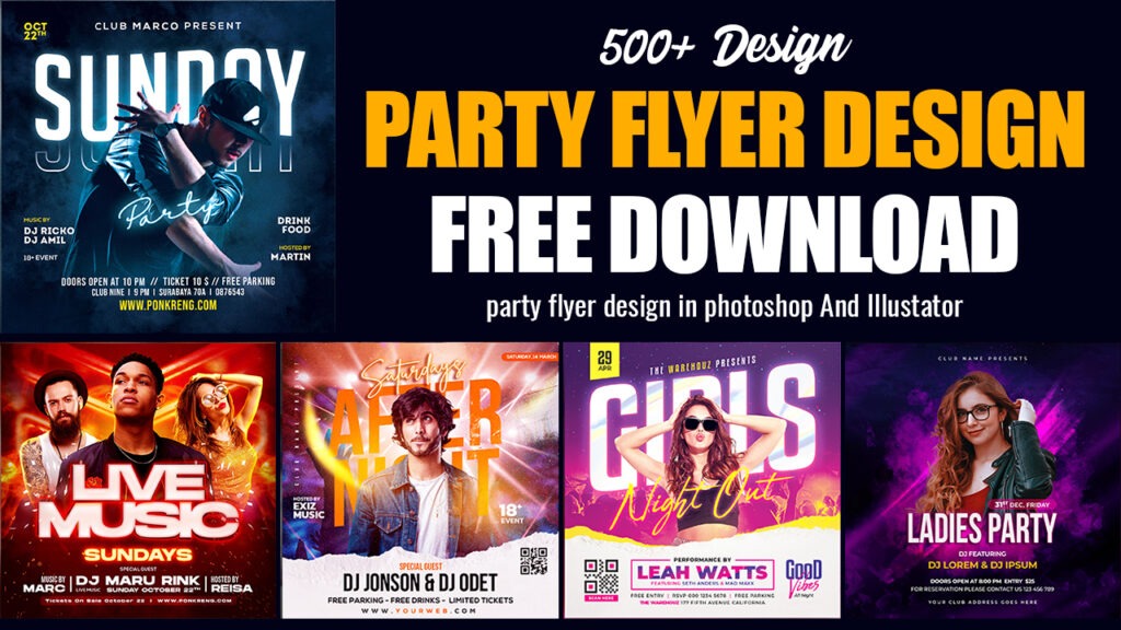500+ Party Flyer Design Bundle Free Download