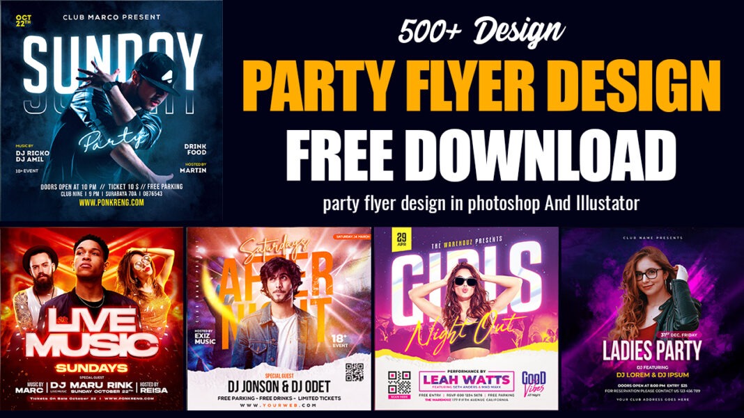 500+ Party Flyer Design Bundle Free Download