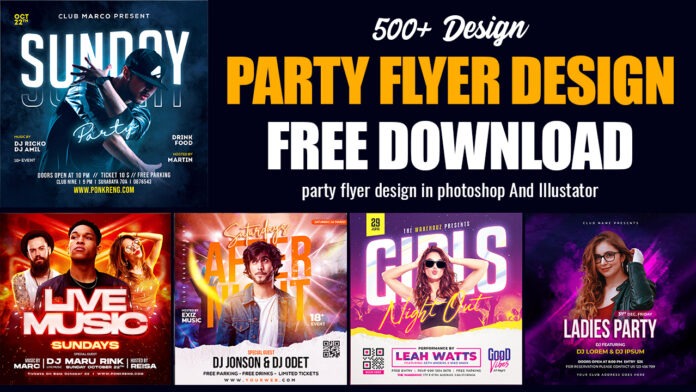 500+ Party Flyer Design Bundle Free Download