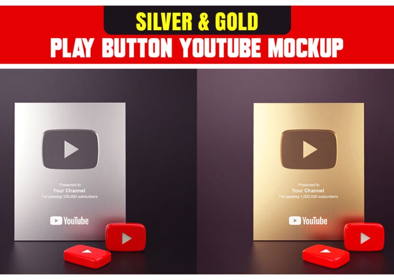 Silver and Gold play button youtube mockup Free Download #silverplaybutton #goldplaybutton