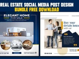 Real estate social media post design bundle free Download