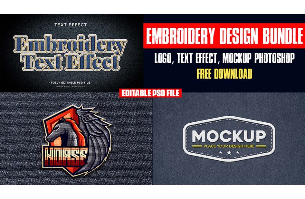 15+ Best Embroidery mockup free download, Embroidery LOGO mockup, Embroidery Text effect, Embroidery mockup Photoshop