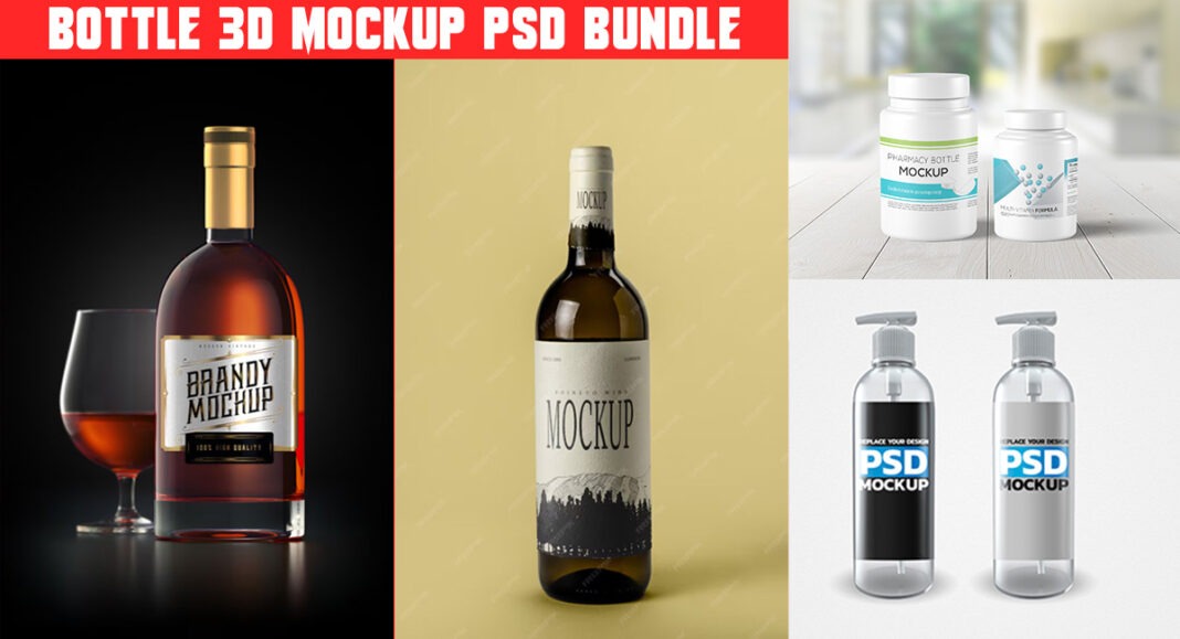 25+ Best Bottle 3d Mockup PSD Free Download