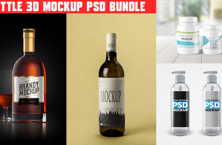 25+ Best Bottle 3d Mockup PSD Free Download