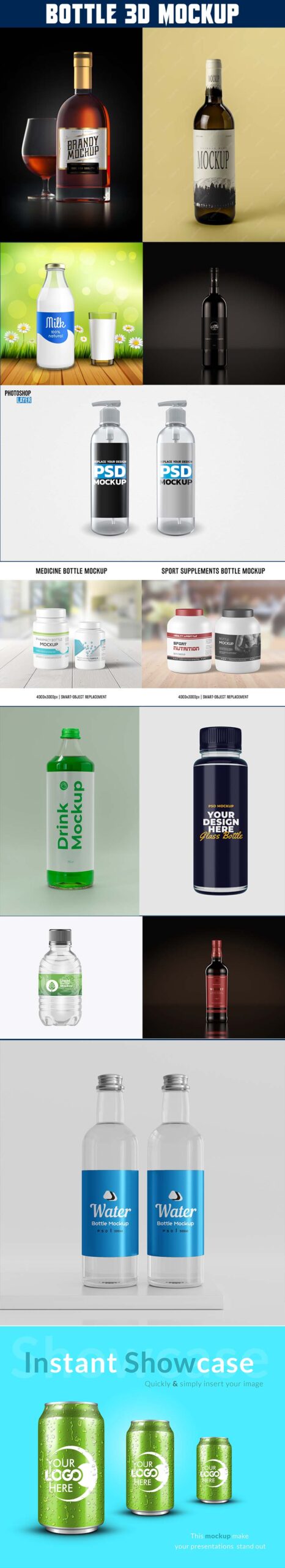 25+ Best Bottle 3d Mockup PSD Free Download