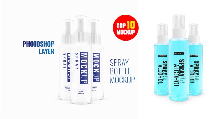 Alcohol Spray Mockup PSD Bundle Free Download