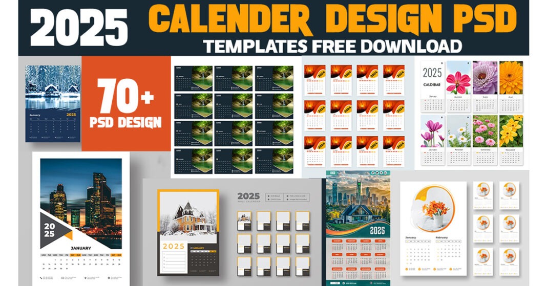 2025 Calendar Design Photoshop PSD templates Bundle Free Download