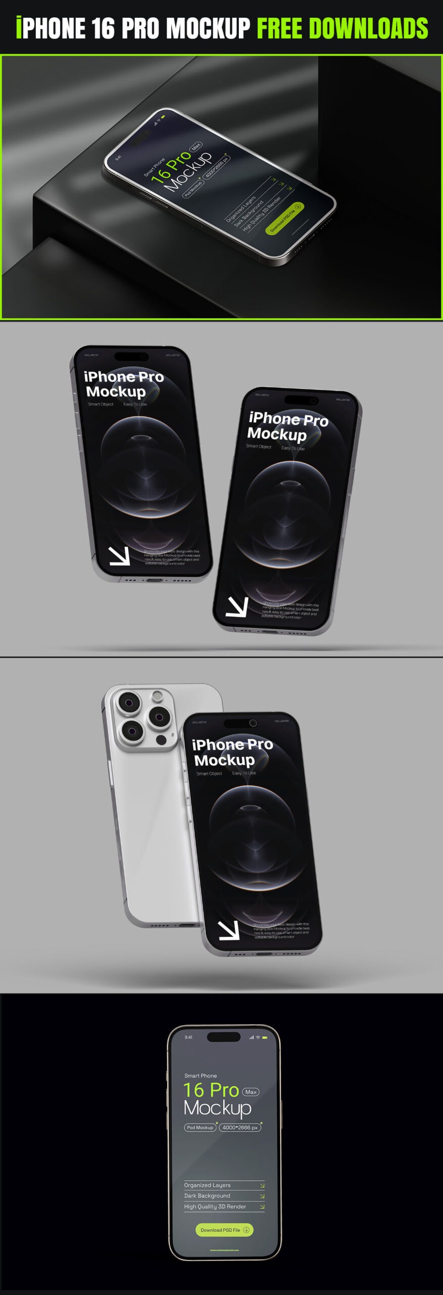 10+ Best iPhone 16 Pro Mockup Free Downloads (PSD & High-Quality Templates)