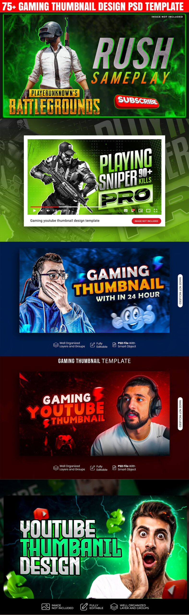  Gaming Thumbnail Design PSD Template Free Download