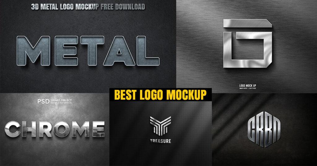 3D Metal Logo Mockup Free Download