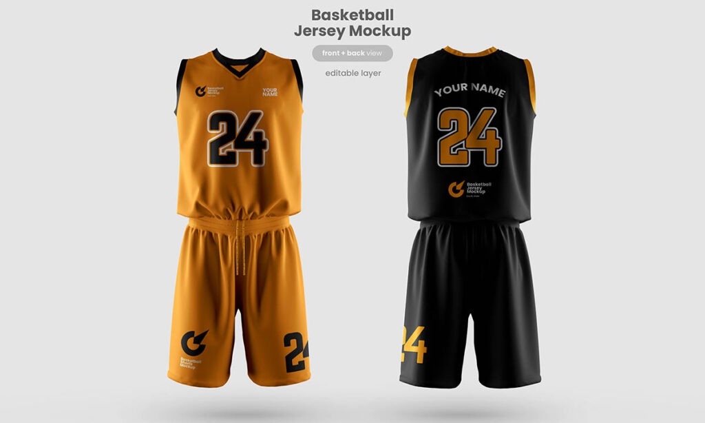 Basketball jersey mockup front and Back PSD free