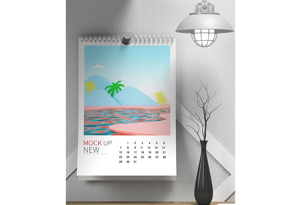 Wall Calendar Mockup Free Download