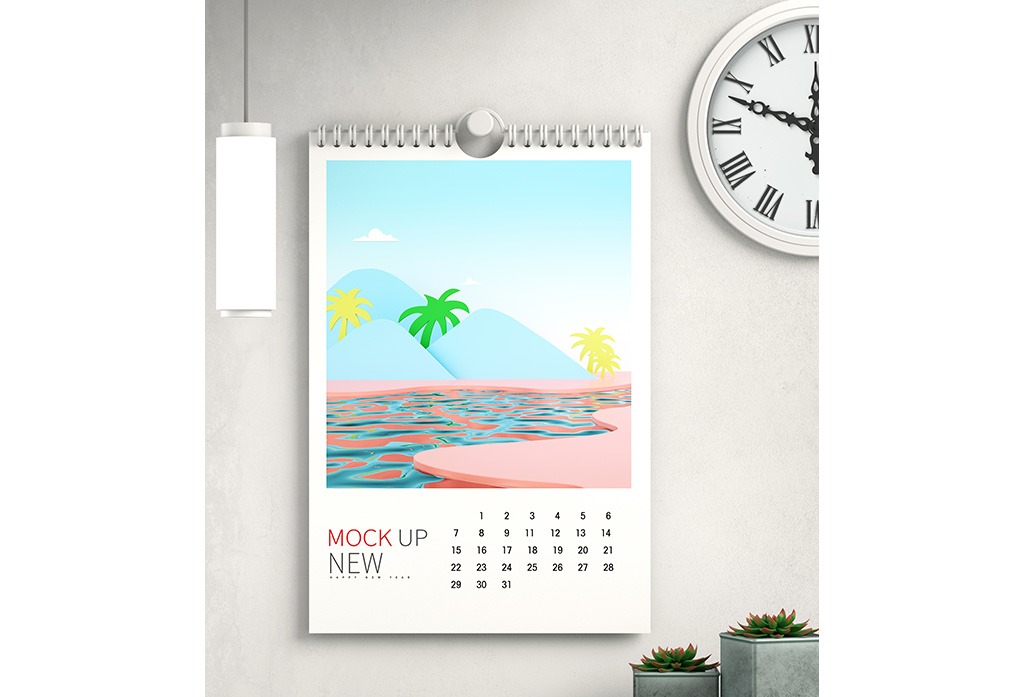 Wall Calendar Mockup Free Download