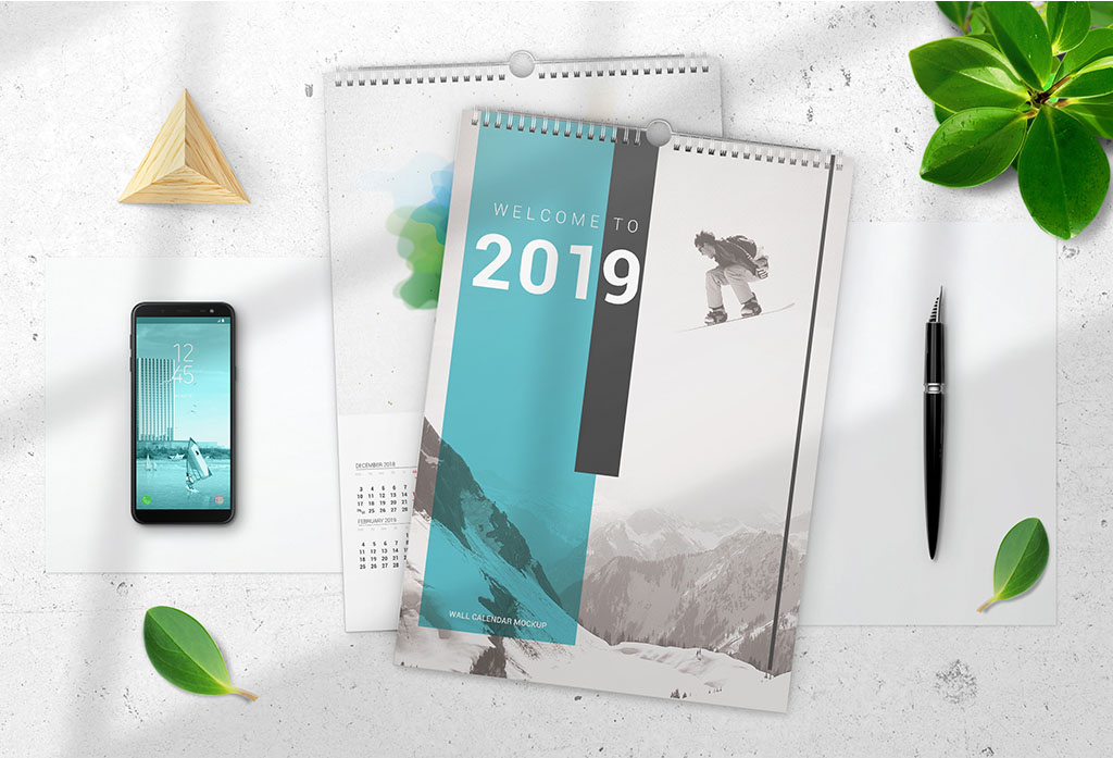 Wall Calendar Mockup Free Download