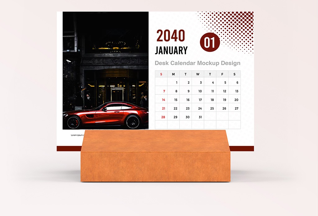 Desk Calendar Mockup PSD Free Download