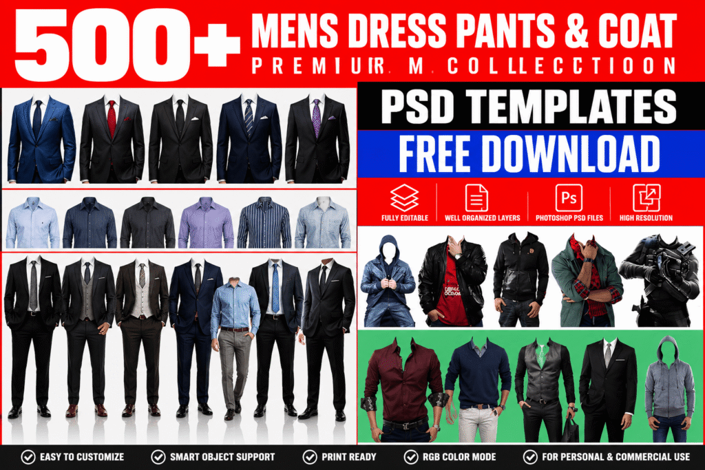 Men's Dress Pants & Coat PSD Templates Free Download